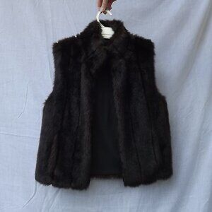 Vintage Faux Fur Vest and Hat  size small